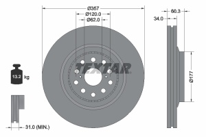 Disc frana Fata Stanga (fara pivot fixare roata) potrivit LEXUS LS 4.0/4.6/5.0H 12.89- - Img 3
