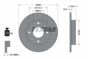 Disc frana Spate Dreapta/Stanga (fara pivot fixare roata) potrivit MITSUBISHI COLT CZC VI, COLT VI; SMART FORFOUR 1.1-1.5D 01.04-06.12 - Img 3