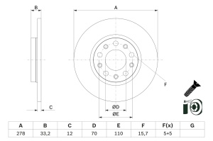 Disc frana Spate Dreapta/Stanga potrivit CHRYSLER 200; JEEP CHEROKEE 2.0-3.2 11.13- - Img 3