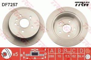 Disc frana Spate Dreapta/Stanga potrivit LEXUS RX; TOYOTA HARRIER, HIGHLANDER / KLUGER 2.4-3.5 09.00-12.13 - Img 3