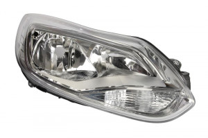 Far dreapta potrivit FORD FOCUS 2010-2014 - (H1/H7, reglaj electric, cu motoras, fundal cromat)