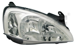 Far dreapta potrivit OPEL COMBO, CORSA 2000-2010 - (H7, reglaj electric, fundal cromat)