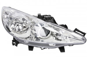 Far dreapta potrivit PEUGEOT 207, 207 CC, 207 SW - (H1/H7, reglaj electric, cu motoras, fundal cromat)