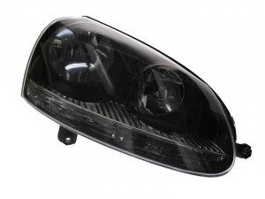 Far dreapta potrivit VW GOLF 2003-2009 - (H7, reglaj electric, cu motoras, fundal negru)