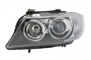 Far stanga potrivit BMW Seria 3 2004-2012 - (D1S/H7, reglaj electric, cu motoras, fundal negru, fundal transparent)