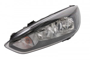 Far stanga potrivit FORD FOCUS 2014-2018 - (H15/H7, reglaj electric, cu lumini de zi, fundal negru)