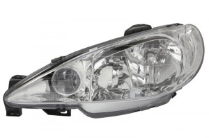 Far stanga potrivit PEUGEOT 206 2003-2009 - (H1/H7, reglaj electric, fundal argintiu, Semnalizator argintiu)