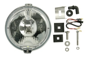 Farul universal Dreapta/Stanga (raza lunga, H3/LED, 12V, diametru 183mm, alb, plastic, crom, Lampi de pozitie, lungime cablu: 150mm) - Img 1