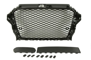 Grila radiator potrivit AUDI A3 8V 2012-2016 - (cu orificii ale senzorului de parcare; RS3 Type; negru lucios)