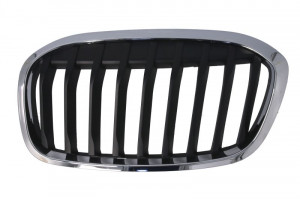Grila radiator stanga potrivit BMW 2 Active Tourer F45, F46 dupa 2018 - (rama crom, negru-matt)