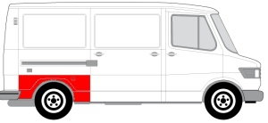 Panou reparatie aripa Spate Dreapta (model scurt) potrivit MERCEDES T1 (601), T1 (601, 611), T1 (602), T1 (B601), T1 (B602), T1/TN -12.96 - Img 2