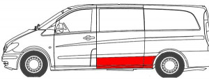 Prag lateral stanga potrivit MERCEDES VITO / MIXTO W639, VITO W639 2003-2010 - varianta lunga, partea inferioara - Img 2