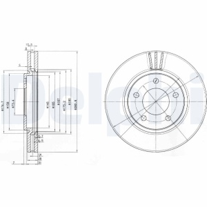 Set discuri frana (2 buc.) Fata Dreapta/Stanga potrivit CHRYSLER RAM, VOYAGER III, VOYAGER IV; DODGE CARAVAN 2.4-3.8 01.95-07.09 - Img 2