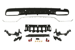 Spoiler bara Spate potrivit MERCEDES C (A205), C (C205), C T-MODEL (S205), C (W205) KABRIOLET-LIMUZÍNA 2013-2023 - (cu paranteze de montaj; cu sipci cromate, AMG STYLING, cu suport de gauri, negru)