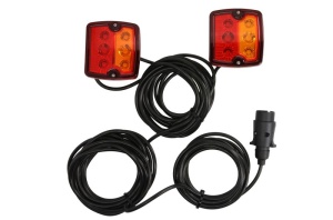 Stop spate stanga/dreapta (LED, 12/24V, lungime cablu: 12m, cu intermitent, cu stop, lumina de parcare, magnet-mountable) - Img 1