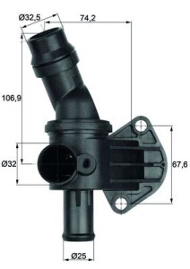 Termostat lichid racire (87°C, in carcasa) potrivit AUDI A3; SEAT ALTEA, ALTEA XL, LEON, LEON SC, LEON ST; SKODA OCTAVIA II; VW EOS, GOLF PLUS V, GOLF V, JETTA III, PASSAT B6 2.0 05.03-08.20 - Img 1