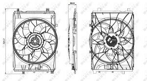 Ventilator radiator (cu carcasa) potrivit MERCEDES A (W176), B SPORTS TOURER (W246, W242), CLA (C117), CLA SHOOTING BRAKE (X117), GLA (X156), SLC (R172), SLK (R172) 1.5D-2.2D 02.11- - Img 2