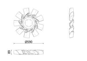 Ventilator radiator (diameter 590mm, numar lame 9) EURO 6 potrivit VOLVO FH II, FH III, FH16 III D13C420-MDS2043A 10.17- - Img 2