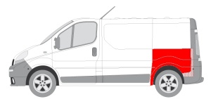 Aripa spate stanga potrivit NISSAN PRIMASTAR; OPEL VIVARO A; RENAULT TRAFIC II Autobuz dupa 2001 - (1/2 inaltime; model scurt, inaltime 95mm) - Img 2