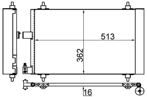 Condensator climatizare (cu uscator) potrivit CITROEN C5 II, C5 III, C5 II/KOMBI, C5 I/KOMBI, C6; PEUGEOT 407, 407/KOMBI 1.6-3.0D 06.02- - Img 3