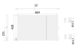Condensator climatizare (cu uscator) potrivit MERCEDES A (W176), CLA (C117), CLA SHOOTING BRAKE (X117), GLA (X156) 2.0 06.13-12.19 - Img 3