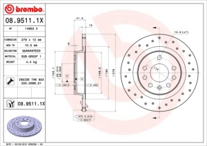 Disc frana BREMBO Xtra, 1 buc., Drilled, spate ; stanga/dreapta, diametru exterior 278 mm, grosime 12 mm, potrivit CADILLAC BLS; OPEL SIGNUM, VECTRA C, VECTRA C GTS; SAAB 9-3, 9-3X 1.6-2.8 04.02- - Img 3