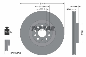 Disc frana Fata Dreapta/Stanga (fara pivot de fixare a rotii) potrivit AUDI A3, Q2, Q3, TT; CUPRA ATECA, FORMENTOR, LEON, LEON SPORTSTOURER; SEAT LEON, LEON SC, LEON ST 1.0-3.6 12.01- - Img 3
