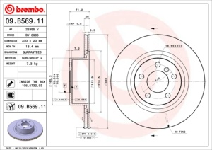 Disc frana Spate compatibil Dreapta/Stanga potrivit BMW X3 (F25), X4 (F26); TOYOTA PRIUS 1.5H-3.0D 09.03-03.18
