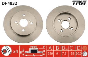 Disc frana Spate Dreapta/Stanga potrivit TOYOTA IQ, RACTIS, YARIS, YARIS / VIOS; ASTON MARTIN CYGNET 1.0-1.8 08.05-09.16 - Img 3