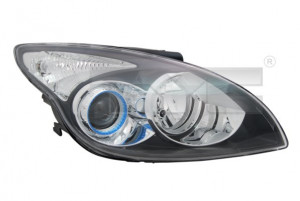 Far dreapta potrivit HYUNDAI i30 2007-2012 - (H1/H7, reglaj electric, cu motoras, fundal negru)