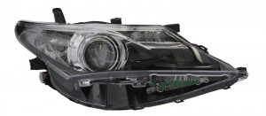 Far dreapta potrivit TOYOTA AURIS 2012-2015 - (HIR2, electric, cu motoras, fundal gri, Semnalizator argintiu)