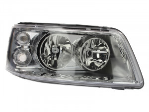 Far dreapta potrivit VW TRANSPORTER 2003-2009 - (H1/H7, reglaj electric, cu motoras, fundal cromat)