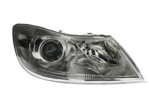 Far fata Dreapta (H1/H7, electric, cu motor, culoare insert: cromat) potrivit SKODA OCTAVIA II -06.13 - Img 1