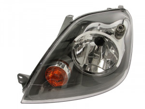 Far stanga potrivit FORD FIESTA 2005-2008 - (H4, electric, cu motoras, fundal negru)