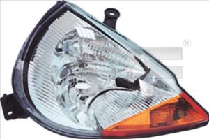 Far stanga potrivit FORD KA, STREET KA - (H1/H7, reglaj electric, fundal cromat)