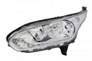Far stanga potrivit FORD TRANSIT / TOURNEO CONNECT dupa 2013 - (H15/H7, reglaj electric, cu motoras, fundal cromat)