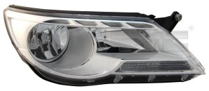 Far stanga potrivit VW TIGUAN - (H7, reglaj electric, cu motoras, fundal cromat)