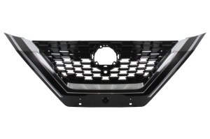 Grila radiator cu dungi crom; cu orificiu pentru camera, negru potrivit NISSAN QASHQAI III J12 dupa 2021