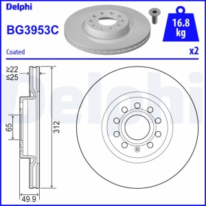 Set discuri frana (2 buc.) Fata Dreapta/Stanga potrivit AUDI A1, A3, Q2, Q3, TT; CUPRA FORMENTOR, LEON, LEON SPORTSTOURER; SEAT ALHAMBRA, ALTEA, ALTEA XL, ATECA, LEON 1.0-Electric 03.99- - Img 2
