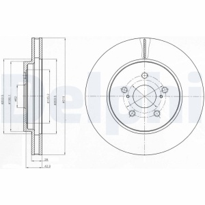 Set discuri frana (2 buc.) Fata Dreapta/Stanga potrivit LEXUS RX; TOYOTA HARRIER, HIGHLANDER / KLUGER 2.4-3.5 02.03-12.13 - Img 2