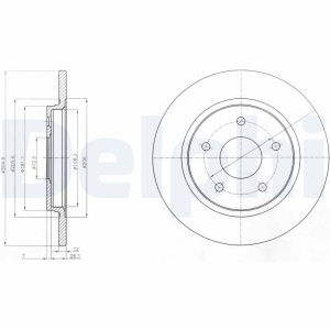 Set discuri frana (2 buc.) Spate Dreapta/Stanga potrivit CHRYSLER GRAND VOYAGER V, TOWN & COUNTRY, VOYAGER V; DODGE GRAND, JOURNEY; FIAT FREEMONT 2.0D-3.8 10.07- - Img 3