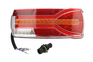Stop spate dreapta CARMEN (LED, 12/24V, cu intermitent, cu far de ceață, lumina de marșarier, cu stop, lumină de parcare, cu iluminare placuta, reflector, conector: EURO AMP 7PIN, rosu ) - Img 1
