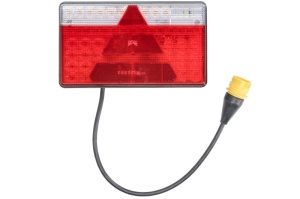 Stop spate stanga MULTI LED (LED, 24V, cu intermitent, cu lumina de ceata, lumina de marșarier, cu lumina stop, lumini parcare, reflector triunghiular, lungimea cablu : 0,5m, conector: ASS2 7PIN, plat) - Img 1