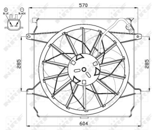 Ventilator radiator (cu carcasa) potrivit JEEP CHEROKEE 2.4/3.7 09.01-01.08 - Img 2
