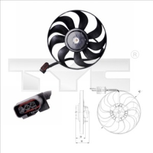 Ventilator radiator potrivit SEAT LEON, TOLEDO II; SKODA OCTAVIA I; VW BORA, BORA I, GOLF 4, GOLF 5 1.4/1.6 09.96-12.10