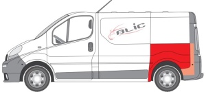 Aripa spate stanga potrivit NISSAN PRIMASTAR; OPEL VIVARO A; RENAULT TRAFIC II Autobuz dupa 2001 - (1/2 inaltime; model scurt, inaltime 95mm) - Img 3