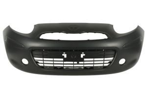 Bara protectie fata potrivita Nissan MICRA IV K13 2010-2013 - grunduita, 2 gauri pentru senzori de parcare, cu suporturi de montare