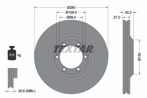 Disc frana Fata Dreapta/Stanga (fara pivot fixare roata) potrivit ISUZU D-MAX I, D-MAX II 1.9D/2.5D/3.0D 05.02- - Img 3
