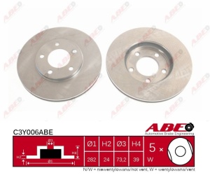 Disc frana Fata Dreapta/Stanga potrivit CHRYSLER CARAVAN, GRAND VOYAGER III, VOYAGER II 2.4-3.3 08.90-03.01 - Img 3