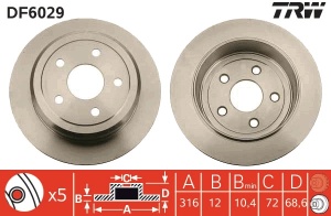 Disc frana Spate Dreapta/Stanga potrivit JEEP WRANGLER III 2.8D/3.6/3.8 04.07- - Img 3